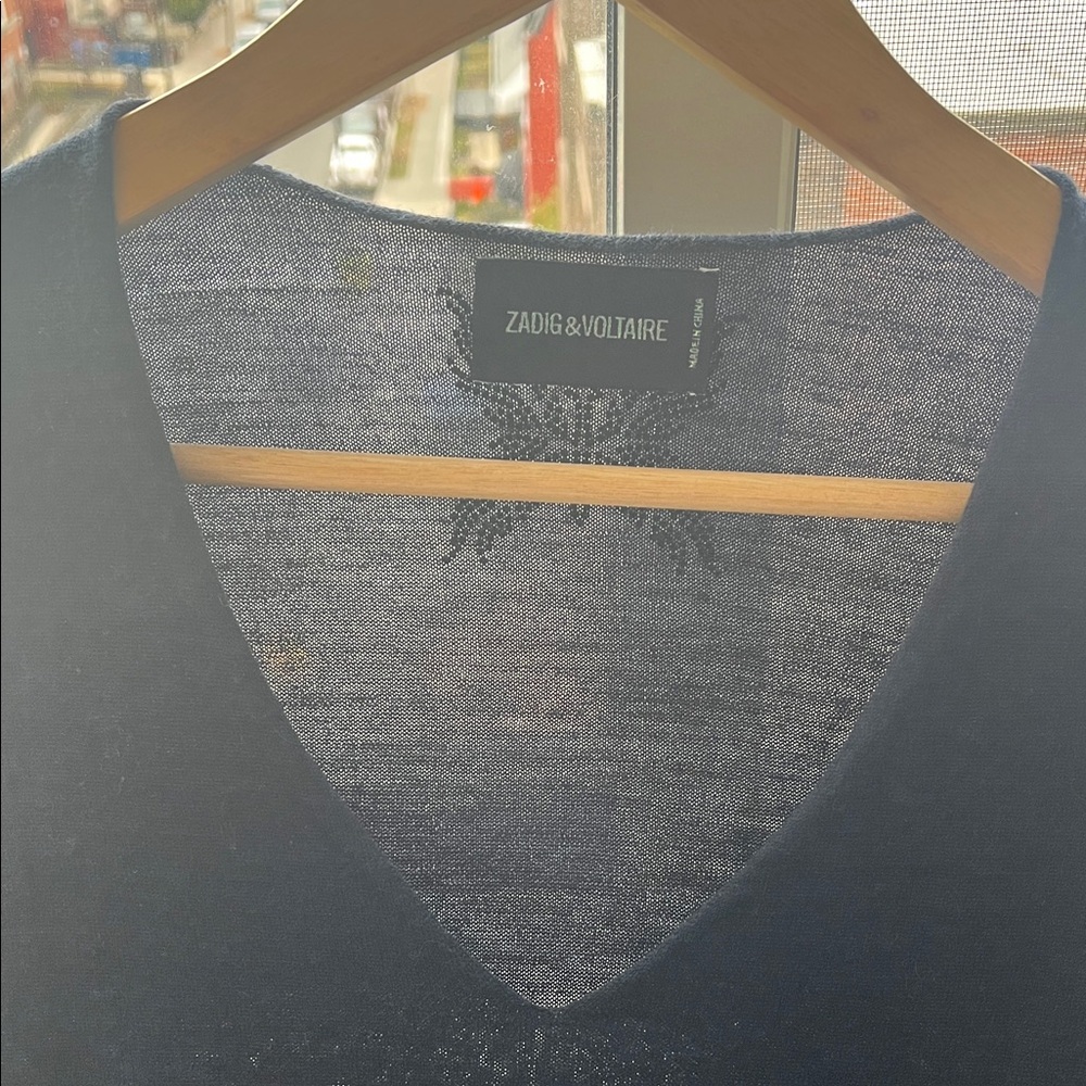 Zadig & Voltaire Deep Blue V-Neck Top